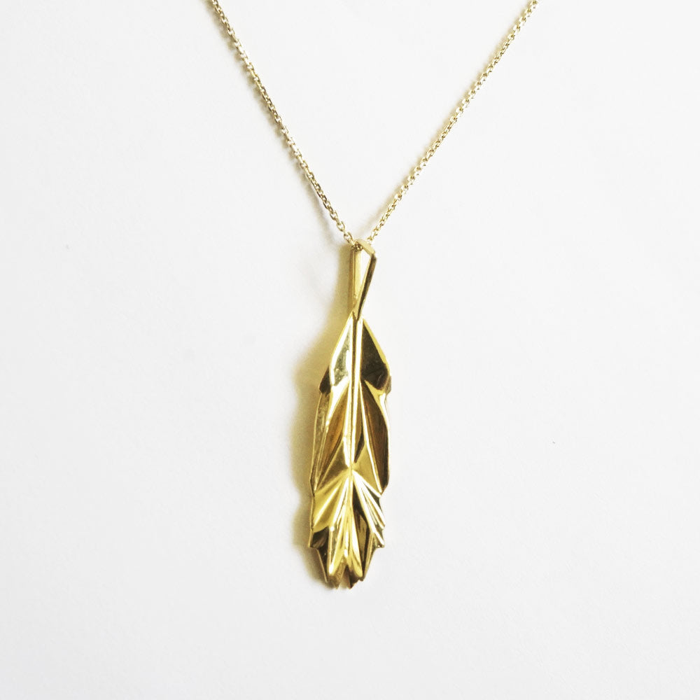 Gold Feather Pendant